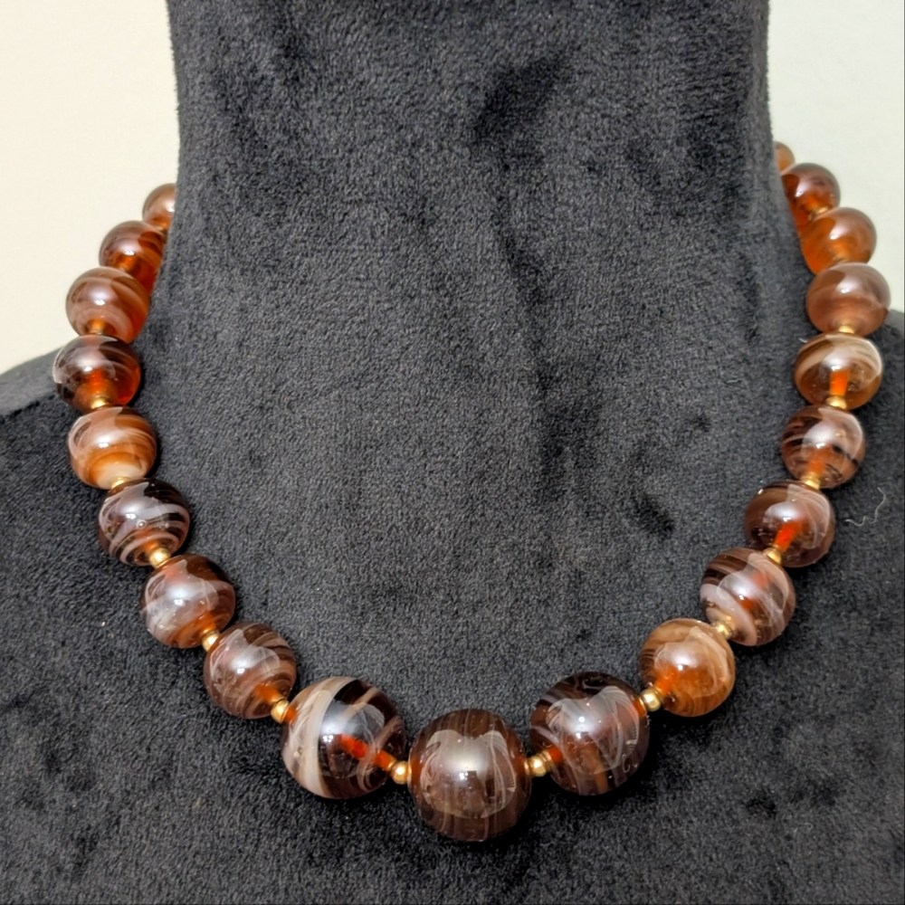 Vintage Monet Graduating Art Glass Necklace